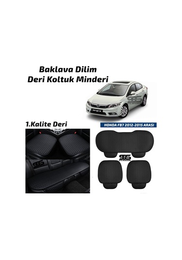 Honda Fb7 2012-2015 Arası Siyah Deri Oto Koltuk Minderleri