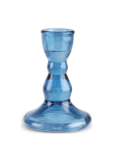 Karaca  Marine Cam Şamdan Mavi 6,5x6,5x9 cm