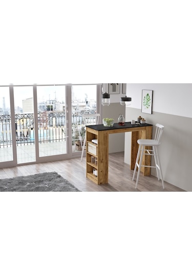Robinhome Robin Home Thales Bar Masası Mutfak Yemek Masası Siyah-Çam