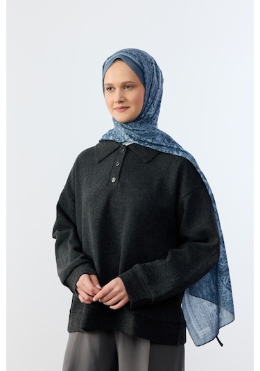 Mirsoy Scarf Mirayze Etnik Desen Şal İndigo
