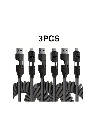 Userfriendly11 3lü Pd 65w 4ü1 Hızlı Şarj Kablosu Sarı Yeşil Mavi 15m Seyahat Araba Şarjı Teleskopik