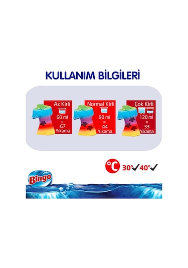 Bingo Renkliler için Sıvı Çamaşır Deterjanı 67 Yıkama 4 L