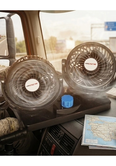 12v Oto Fan Çakmaklık Girişli Ayarlanabilir Başlıklı Araç Vantilatörü