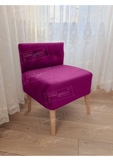 Ultra Lüks Ahşap Ayak Alda Lokum Puf Mor