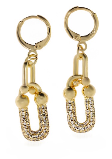 Kadın Taşlı Çelik Halka Detay Küpe Gold