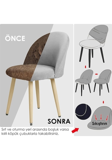 StarMall Kadife Kumaş Oval Sandalye Kılıfı,sandalye Örtüsü 1 Adet Gri