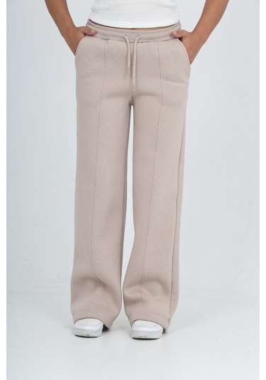 Toontoy Kız Çocuk Nervür Detaylı Eşofman Alt Bej