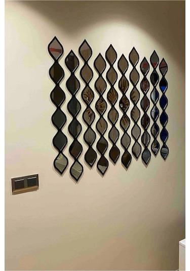 Su Damlası Dekoratif Ayna Beşli Siyah