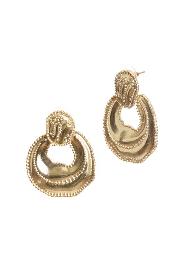 Labalaba Kadın Yaprak Dokulu Çivili Model Çanta Formlu Küpe - Altın Antrasit