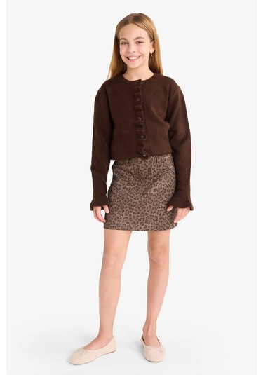 Defacto Kız Çocuk Bisiklet Yaka Düğmeli Hırka G3064a825aubn45 Kahve-bn45