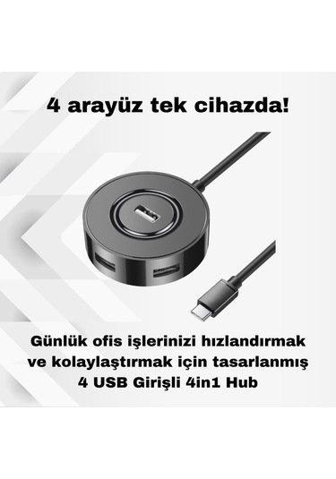 Coofbe Jasoz 1.5 Metre 4in1 Type-c To Usb Çoğaltıcı Hub Type-c To 4x Usb3.0 Mouse Yazıcı Klavye Okuyucu