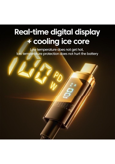 Vaorlo Led Ekran Hızlı Şarj Kablosu 100 W Süper Şarj Usb-c Pd-c Usb İos Uyumlu Tip-c İos Uyumlu Yüksek Hızlı Şarj Veri Kablosu Type-c To İos Uyumlu