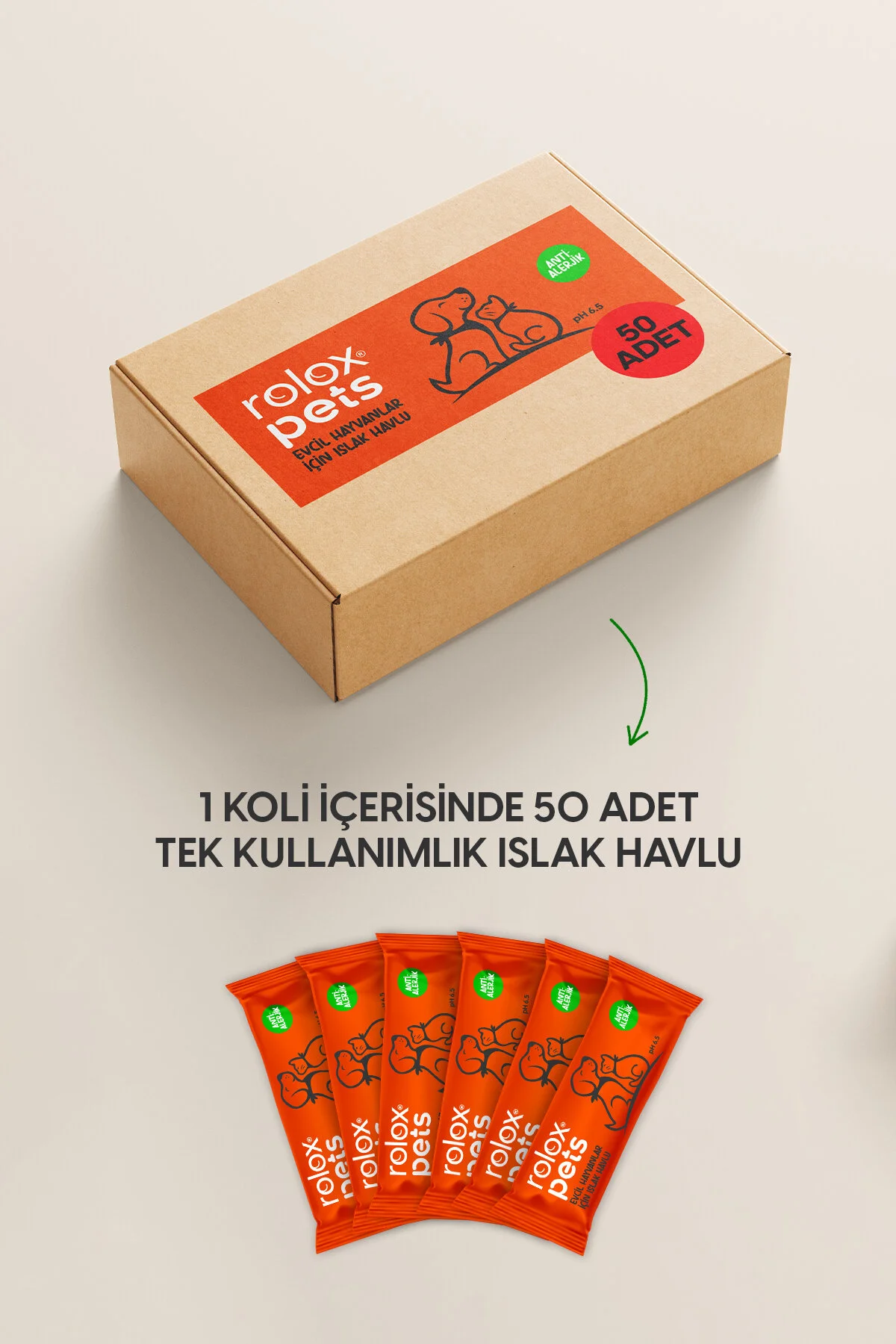 Pets - 50 Paket - Evcil Hayvanlar İçin Islak Havlu