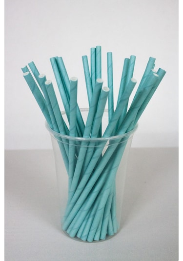 Kağıt Pipet Mavi 25"li