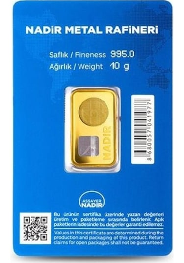 Agakulche Nadir 24 Ayar Külçe Altın 10 G