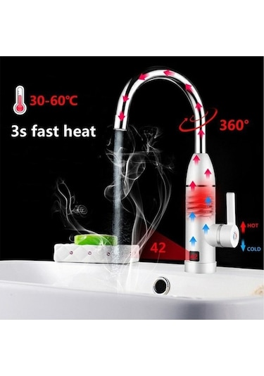 Bosphorusboutique02 Anında Sıcak Su Dokunan Lcd Ekranlı 3000 W Tankless Elektrikli Mutfak Musluk -