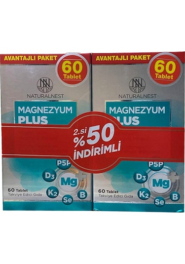 Naturalnest Magnesium Plus Takviye Edici Gıda 2 X 60 Tablet