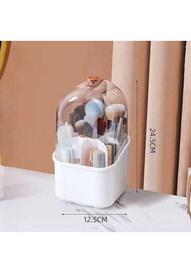 Mufunye Kozmetik Saklama Kutusu, Dönebilen, Toz Geçirmez Ve Büyük Kapasiteli, Kare - Beyaz