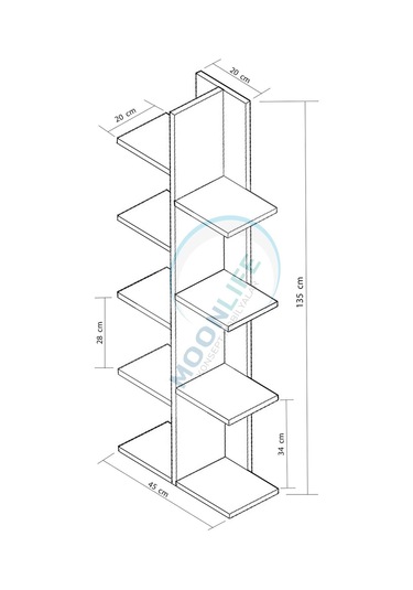 Karo Dekoratif Kitaplık Ceviz Ceviz