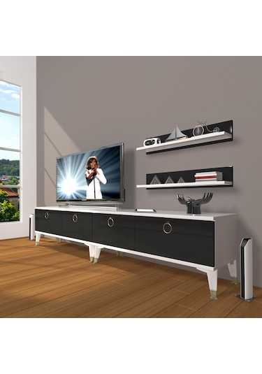 Decoraktiv Eko 200t Mdf Gold Tv Ünitesi Tv Sehpası Beyaz - Siyah