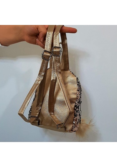 Fiyra Crn Dore Altın Pullu Kız Çocuk Sırt Çantası 16cmx20cmx10cm Altın