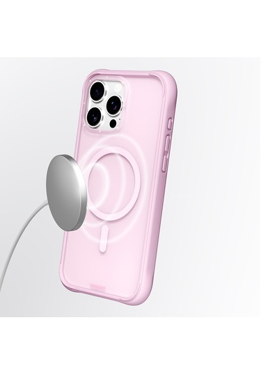 İphone 16 Pro Uyumlu Kılıf M-safe Şarj Özellikli Youngkit Macaroon Serisi Kapak Pembe