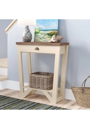 Ağaç Atölyesi Kenor Çekmeceli Ahşap Dresuar Beyaz - Ceviz