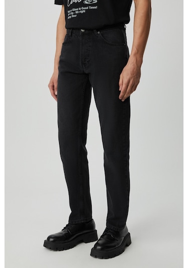 BRUNO Erkek Regular Fit Rahat Kesim Kalın Dokulu Yıkama Efektli Magic Denim Antrasit Jeans