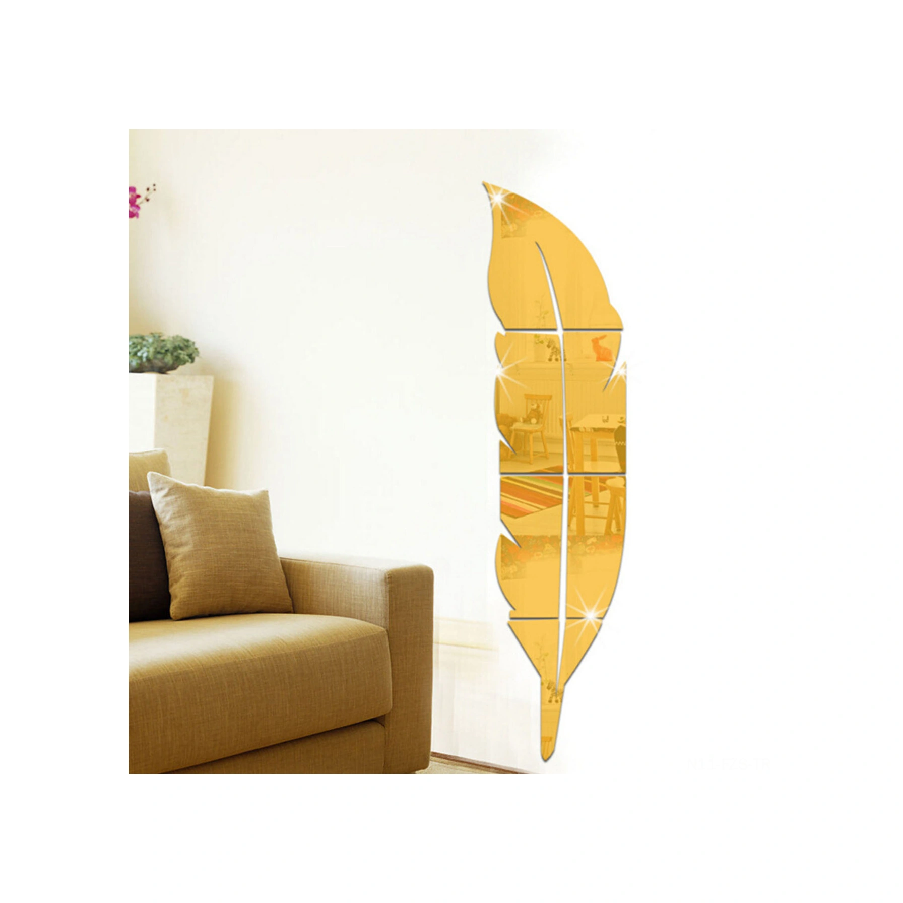 Fosenze Büyük Boy Altın Renkli Plastik Duvar Sticker, Koruyucu Filmi Kaldırınca Parlak Ayna Efekti Verir 120 30cm Altın