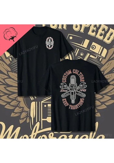 Laoyaoyifu Çapraz Pistonlar Mekanik Grafik T-shirt Erkekler Pamuklu Tee Gömlek Streetwearturuncu Turuncu