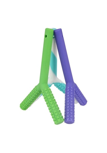 Mor Çocuklar Çiğneme Tüpü Y-şekil Çiğneme Diş Kaşıyıcı Bebek Oral Motor Çiğneme Araçları Tuxtured Auti Mor