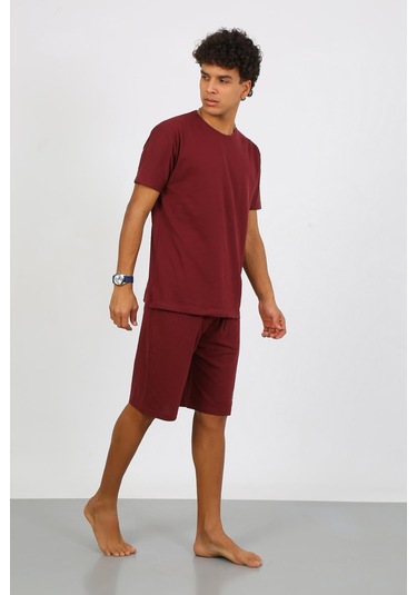 Akbeniz Erkek Pamuk Lakost Alt Üst Kaprili Pijama Takım Bordo 6872 Bordo
