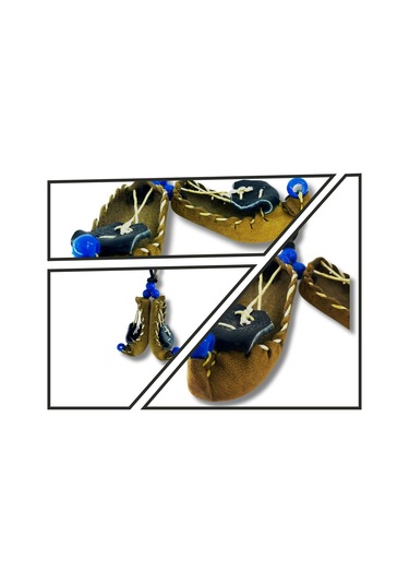 El Yapımı Deri Minyatür Çarık Maskot Dikiz Aynası Süsü Sarı