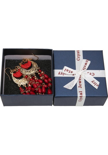 Tenfowee Kadınlar İçin Kırmızı Retro Stil Alüminyum Tassel Küpe, Hafif Ve Konforlu, Hediye Kutulu 2 Adet, Boho Vintage Dekoratif Kulaklıklar Diğer