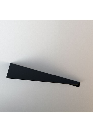 Modern Dekoratif Duvar Rafı, Siyah Metal, 30x130x380mm, Kitaplık Ve Vazo Rafı Siyah