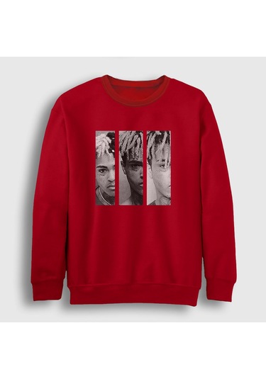 Presmono Unisex Three Xxxtentacion Sweatshirt Kırmızı