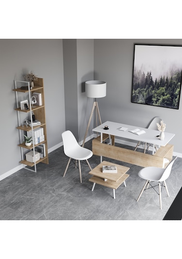 Lagomood İrony Poly Ofis Takımı Beyaz Meşe