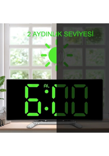 Oval Dijital Masa Saati Alarm Termometreled Ekranlı Alarmerteleme