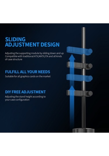 Novahub Gm961 Alüminyum Dikey Ekran Kartı Tutucu Soğutma Standı, Siyah 8.3 İnç