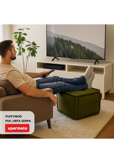 Xpermate Puffymod Dekoratif Kare Puf Orta Sehpa 40x40cmkahverengi