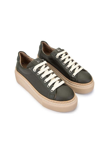 Tamer Tanca Kadın Hakiki Deri Haki Sneakers & Spor Ayakkabı 937 5022-09 Bn Ayk Y23 Hakı Floter Haki