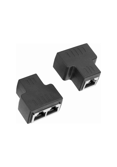 Fosenze Siyah 1 Giriş 2 Çıkış Rj45 Ethernet Kablosu Adaptörü, Ağ Genişletici Ayırıcı, Sabit Sinyal, Plug & Play, Evrensel Uyumlu 2 Adet