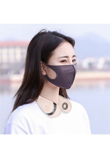 Yeni 5000mah Asılı Boyun Fanı Tembel Taşınabilir Şarj Asılı Boyun Fanı 5433 Pembe