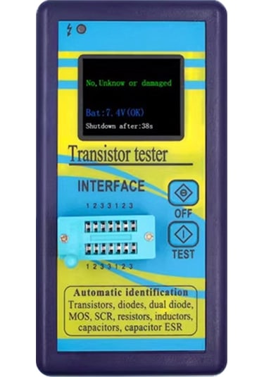Jeemson M328 Transistör Test Cihazı, 1.8 İnç Tft Renkli Ekranlı Direnc, Endüktans, Kapasitans Ve Esr Ölçer Mavi