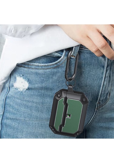 Airpods Uyumlu Pro İçin Kancalı Mecha Donanım Tpu Kulaklık Koruyucu Kılıf Altın