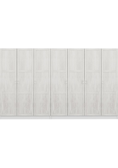 Minar Kale Country 7 Kapak 4 Çekmece Zincir Dolap - Beyaz 190cm Beyaz