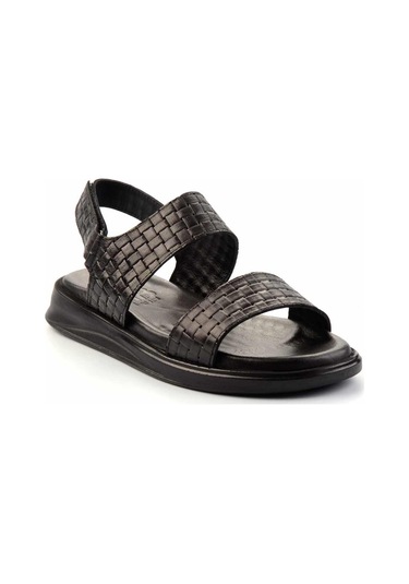 Siyah Leather Erkek Sandalet E05433012603 Siyah