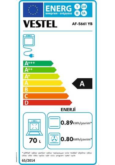 Vestel AF 5661 YB 70 L Ankastre Fırın
