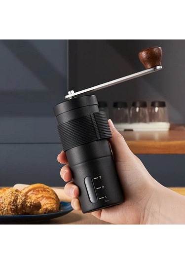 Honeybeeshop Beyaz Taşınabilir Paslanmaz Çelik Manuel Kahve Öğütücü Ahşap Saplı Seyahat Değirmeni