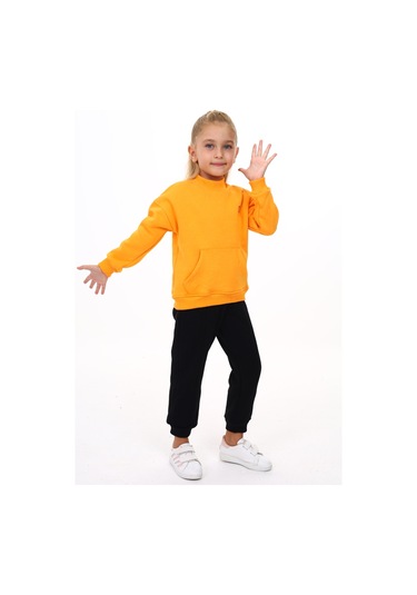 Toontoy Kız Çocuk Nakışlı Eşofman Takım Hardal